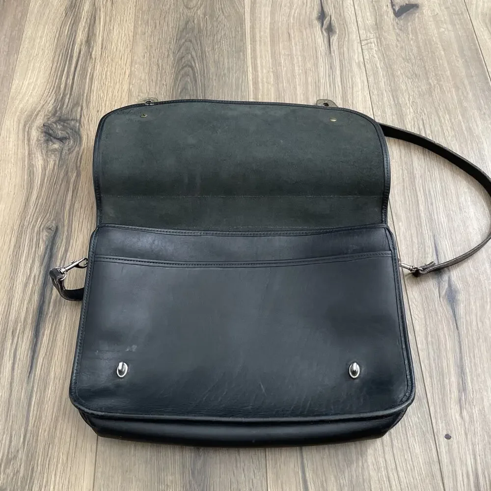 Vintage Leather Crossbody Bag Silver Concho Western Boho Briefcase Calf Hair EUC